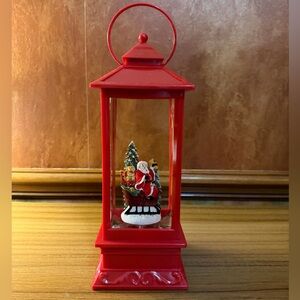 Merry Moments 11" Santa & Sleigh Snow Globe  Lighted Glitter Water Lantern